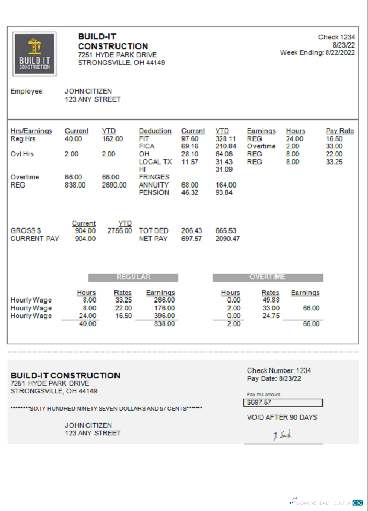 Download USA Ohio construction company earnings statement Photoshop template